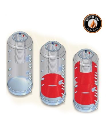 Puffer 300L KRUGER Heizung cu serpentine ACM inox si serpentine de incalzire 300L